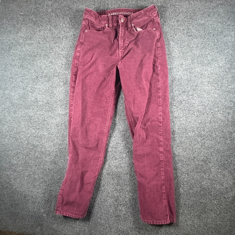 American Eagle Outfitters Straight Pants Women 28x26.5 Maroon Stretch Corduroy